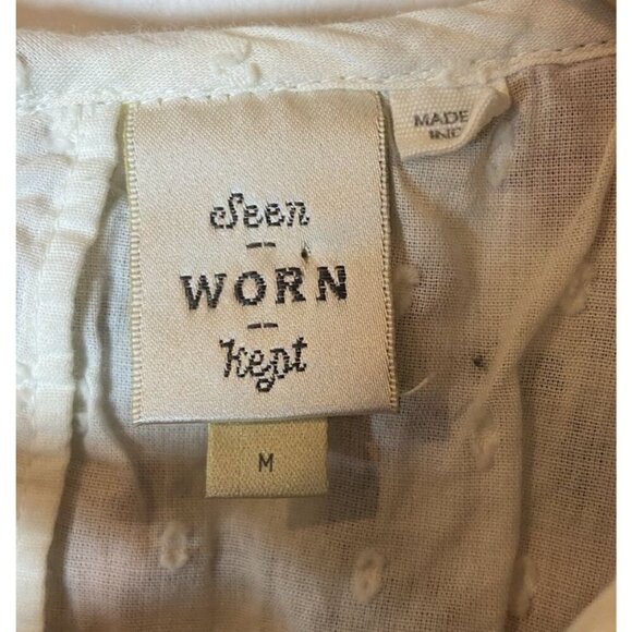 Anthropologie Seen Worn Rest Blouse Shirt Blue Orange Embroidery Medium M - Picture 3 of 5